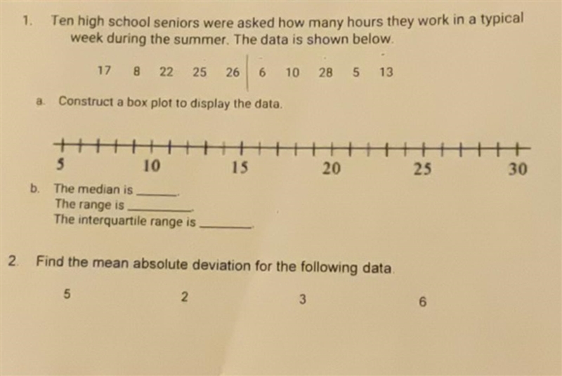 10 high school seniors were asked how many hours they work in a typical week during-example-1