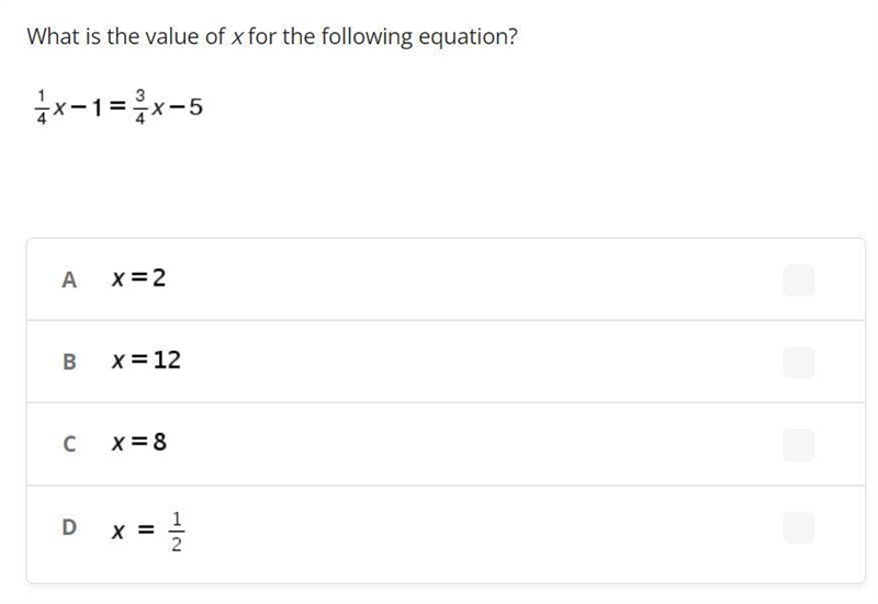 What is the value of x for the following equation?-example-1