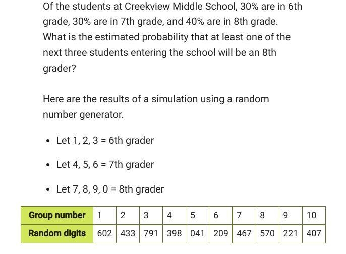 PLEASE HELP ASAP!!! Which of the ten groups show at least one 8th grader? A. 3, 7, 8, 10 B-example-1