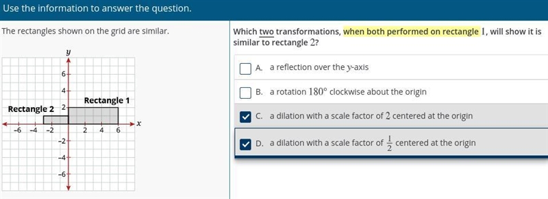 ASAP am i correct? which two transformations when both performed on rectangle 1 will-example-1