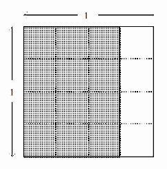 Referring to the figure, the shaded region reprsents the product of what two fractions-example-1