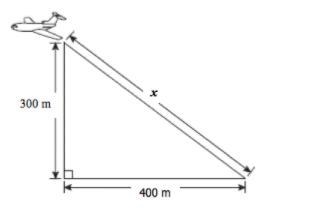 According to the diagram shown, a plane's wing is 300 m above the ground sighted at-example-1