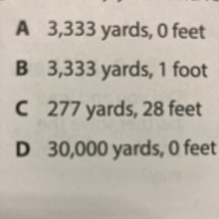 How many yards and feet are equivalent to 10,000 feet? (1 yard = 3 feet)-example-1