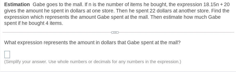 What expression represents the amount in dollars that Gabe spent at the​ mall?-example-1