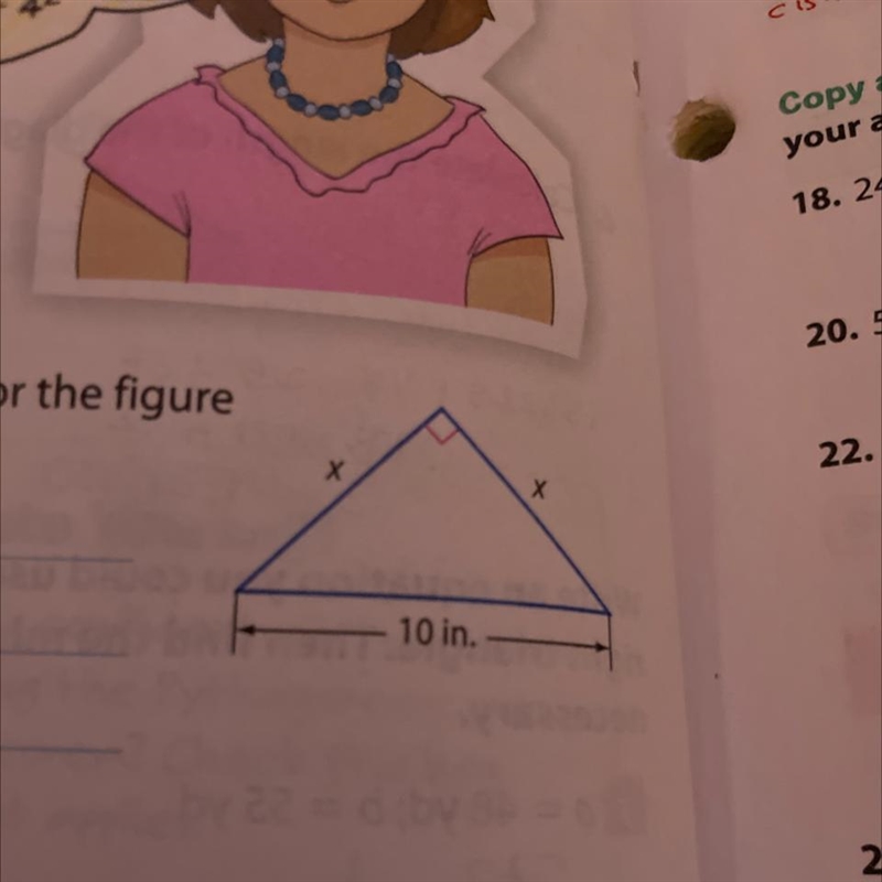 What does the value of x have to be for the figure to be classified as a right isosceles-example-1