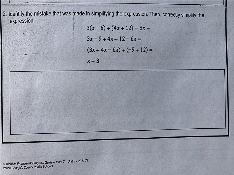 Identify the mistake that was made in simplifying the expression. Then, correctly-example-1