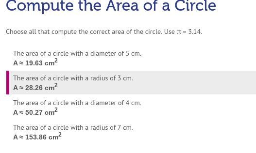 MATH!! COMPUTE THE AREA OF A CIRCLE!!-example-1