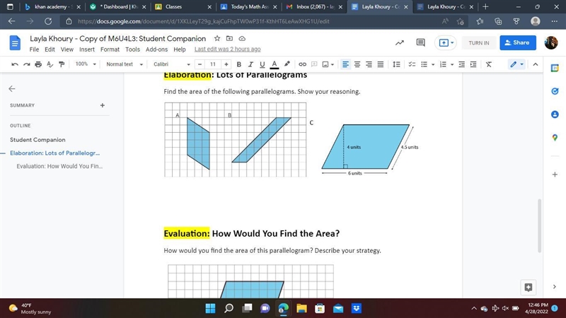 Find the area of the following parallelograms. Show your reasoning.-example-1