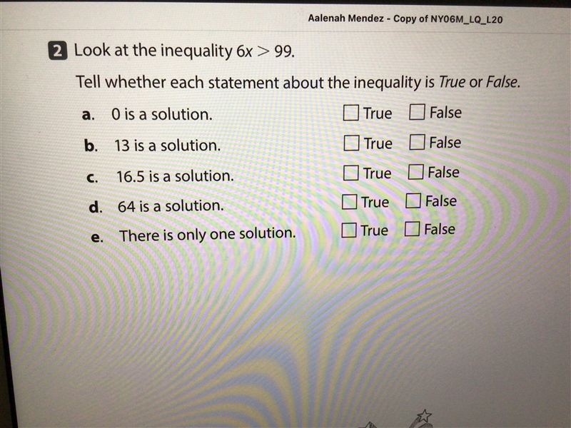 Look at the inequality 6x > 99-example-1