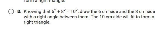 Select the procedure that can be used to show the converse of the Pythagorean theorem-example-2