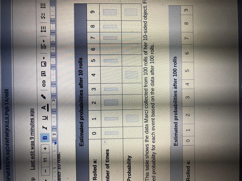 Main idea: Experimental and theoretical probability 1. Fill in the blanks to compare-example-1