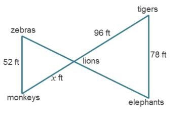 Map of the City Zoo A triangle with points zebras, monkeys, and lions. The distance-example-1