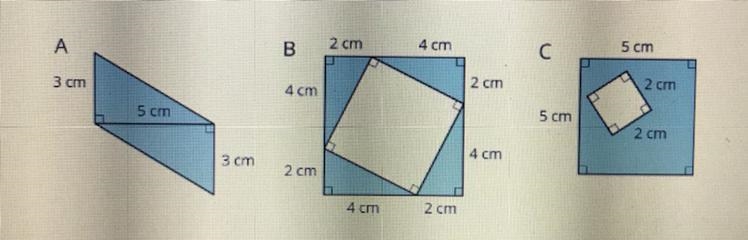 Find the area of the shaded region(s) of each figure. Explain your reasoning. (I provided-example-1