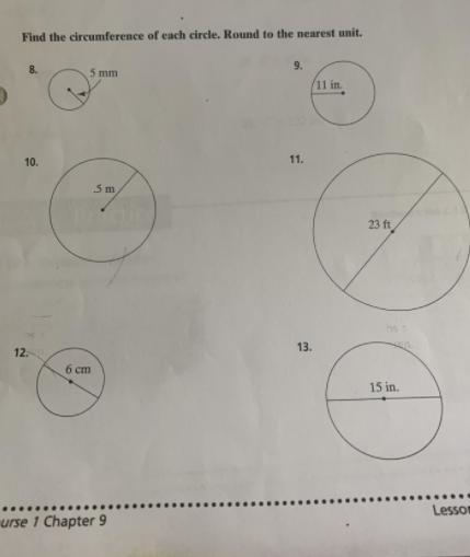 find the circumference of each circle. Round to the nearest unit. (PLEASE HELP ANSWER-example-1