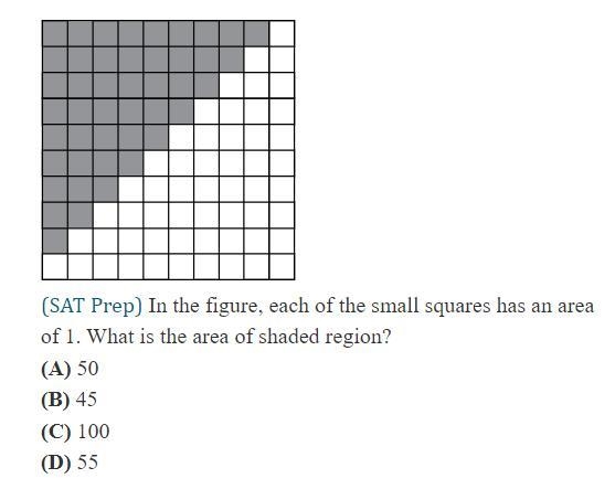 In the figure, each of the small squares has an area of 1. what is area of the shaded-example-1