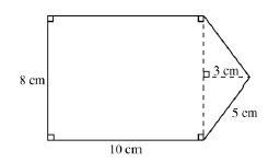 What is the area of the figure below in square centimeters?-example-1