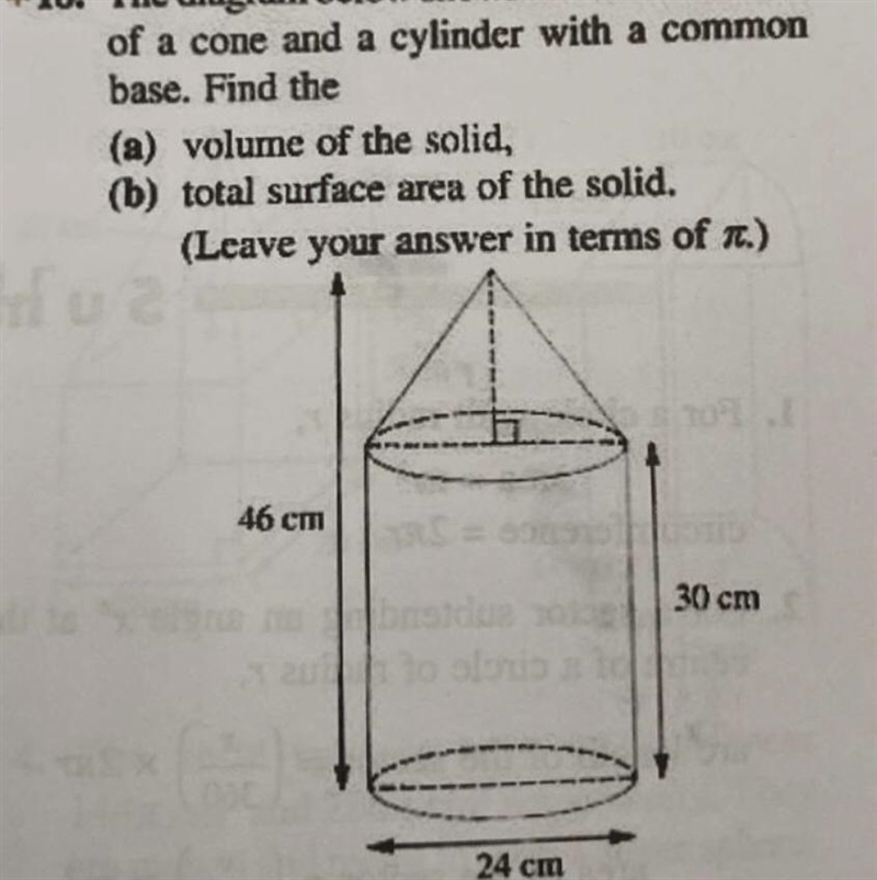 The diagram below shows a solid consisting of a cone and a cylinder with a common-example-1