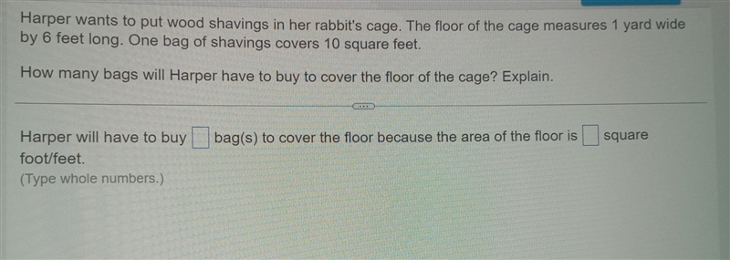 Harper wants to put wood shavings in her rabbit's cage. The floor of the cage measures-example-1