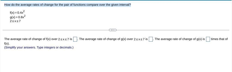 How do the average rates of change for the pair of functions compare over the given-example-1