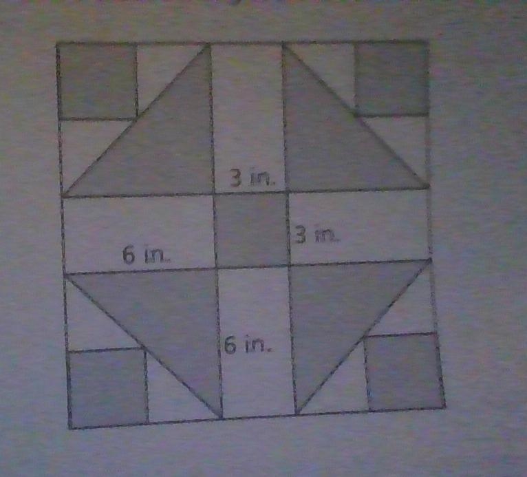 Carolyn is making a quilt using quilt blocks like the one shown below. All the shaded-example-1