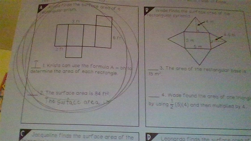 Krista finds the surface area of a rectangular prism the surface area if 84ft squared-example-1