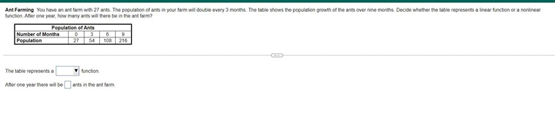 You have an ant farm with 27 ants. The population of ants in your farm will double-example-1