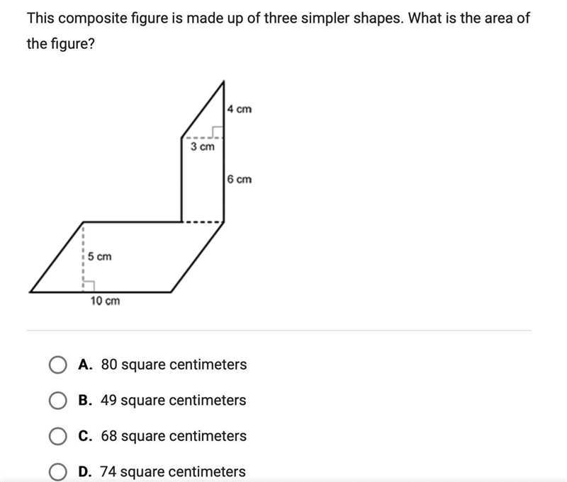 The composite figure is made up of three simpler shapes. What is the area of the figure-example-1