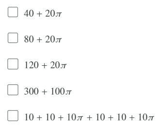 Select two expressions that correctly calculate the perimeter of the shape.-example-2