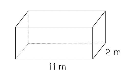 What is the missing height of the object below, if the volume is 154 cubic meters-example-1