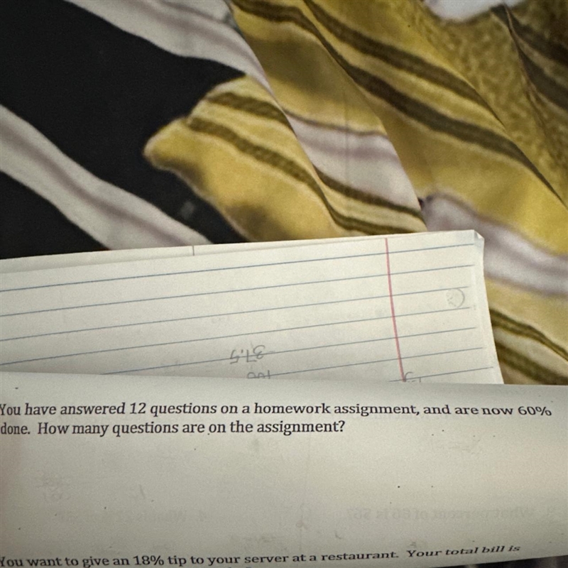 You have answered 12 questions on a homework assignment and are now 60% done how many-example-1