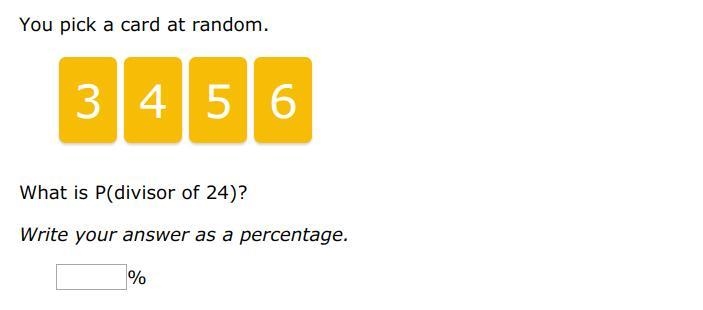 What is P(divisor of 24)? Write your answer as a percentage. ___ % Please help paper-example-1