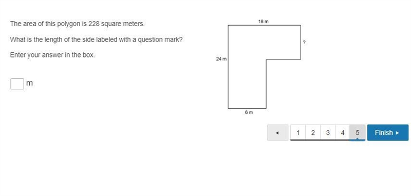 The area of this polygon is 228 square meters. What is the length of the side labeled-example-1