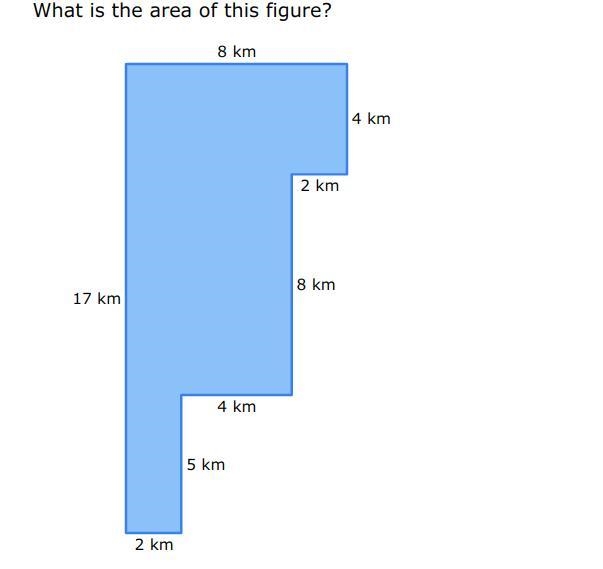 What is the area of this figure? _______ square kilometers-example-1