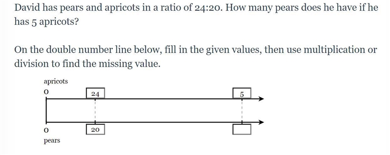 David has pears and apricots in a ratio of 24:20. How many pears does he have if he-example-1