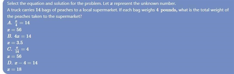 Select the equation and solution for the problem. Let x represent the unknown number-example-1