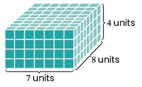 Which expression can be used to represent the volume of this prism? A. 4 × 4 × 8 units-example-1