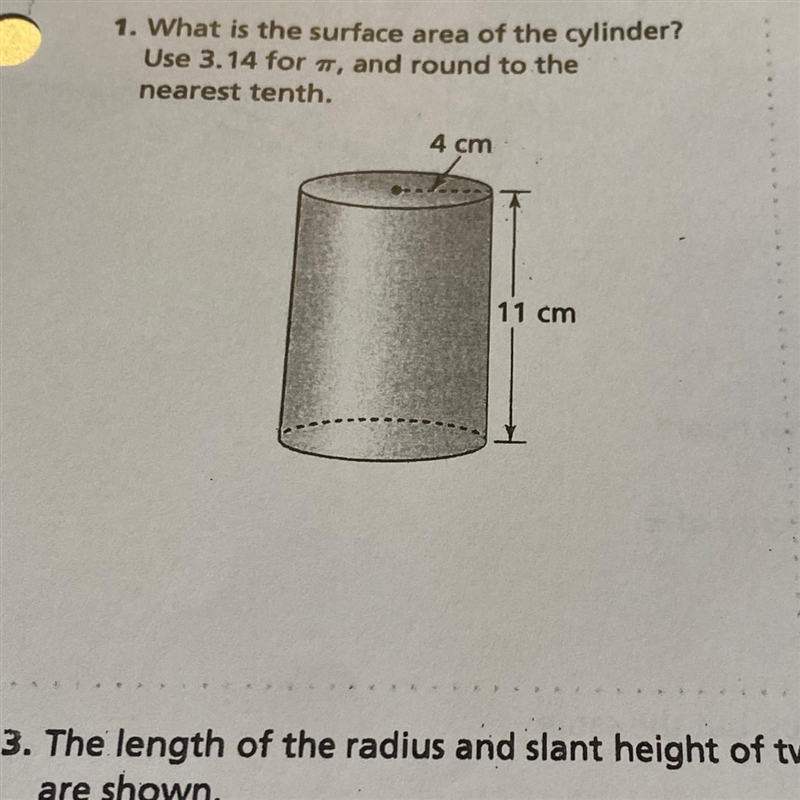 What is the surface area of the cylinder. Use 3.14 as pi.-example-1