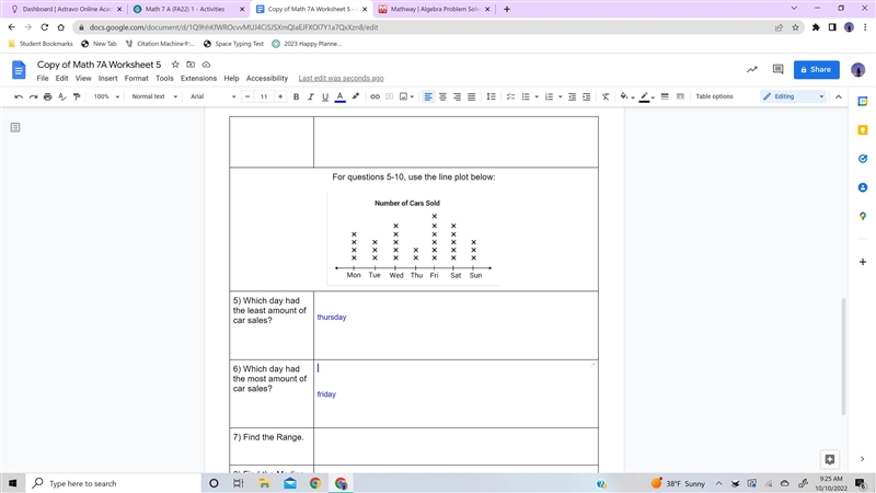 Find the range Find the mode Find the median Find the mean Please help me-example-1