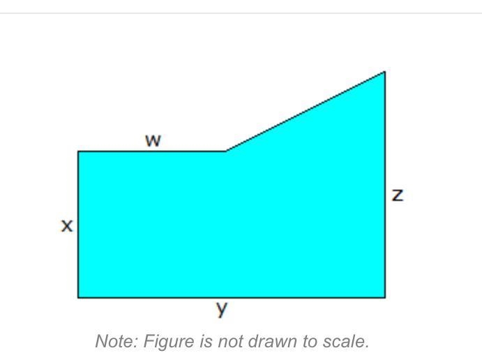 If w = 7 feet, x = 6 feet, y = 13 feet, and z = 8 feet, what is the area of the object-example-1