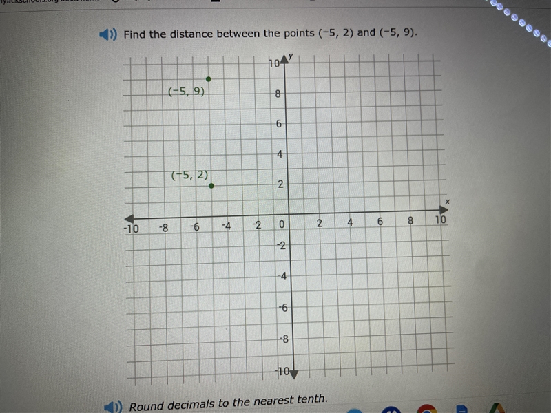 Hi! Can someone help me with the find the distance between two points. Thank you!-example-1