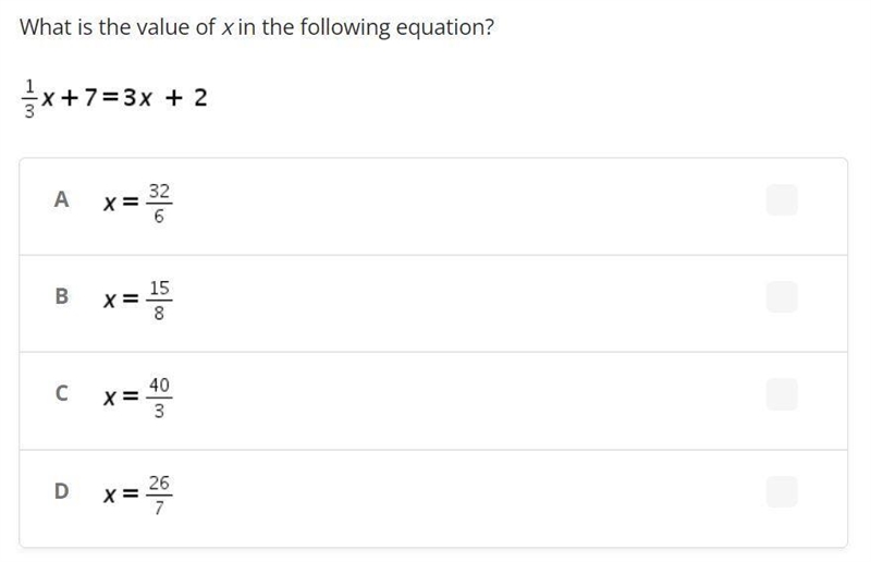 What is the value of x in the following equation?-example-1