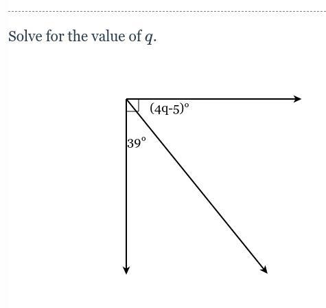 Solve for the value of q. 39° (4q-5)°-example-1