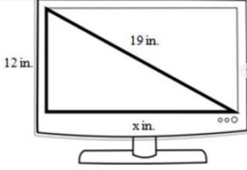 Find x, the length in inches, across the bottom of the computer screen. Round your-example-1