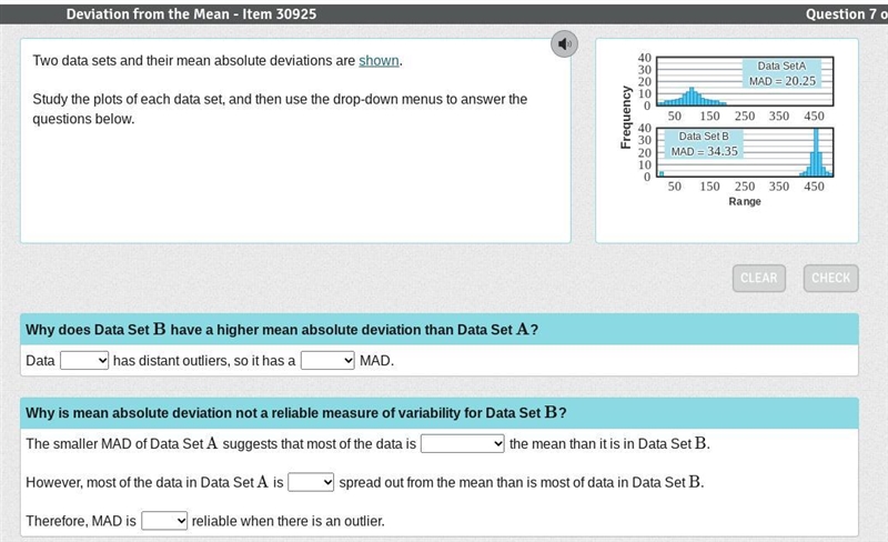 Two data sets and their mean absolute deviations are shown. Study the plots of each-example-1