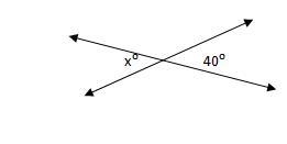 Find the value of X in the figure. Answers: A) 40 degrees B) 50 degrees C) 140 degrees-example-1