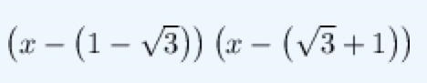 Factor the trinomial, and solve the equation first. x^(2) - 2x - 2-example-1