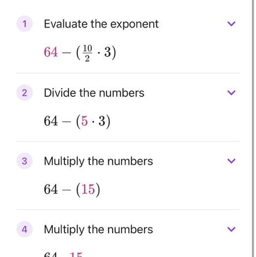 Solve 8²- (10÷ 2 x 3) Step by steps-example-1