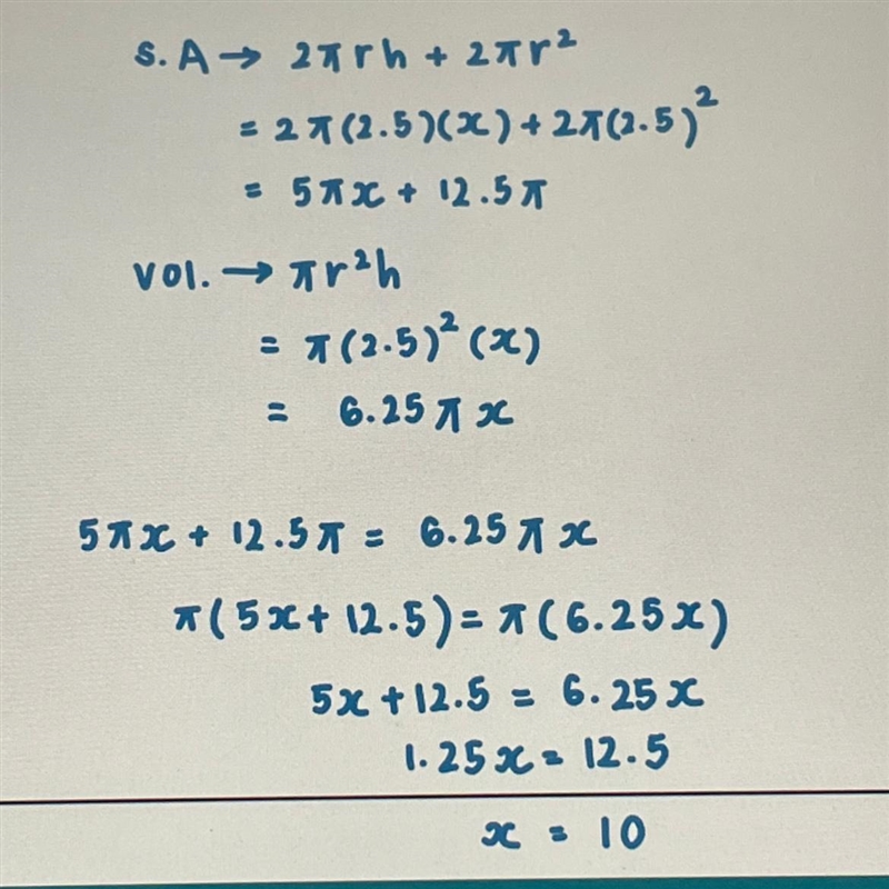 The value of the solid’s surface area is equal to the value of the solid’s volume-example-1