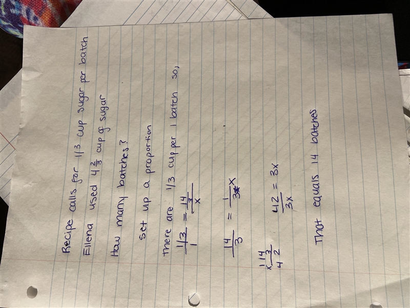 A recipe for cookies calls for 13 of a cup of sugar per batch. Elena used 423cups-example-1