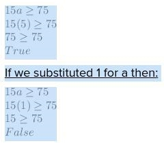 For each equation or inequality, substitute 4 for the variable and determine if the-example-1